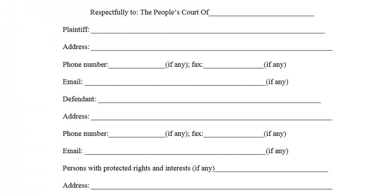 Form of petition on commercial dispute
